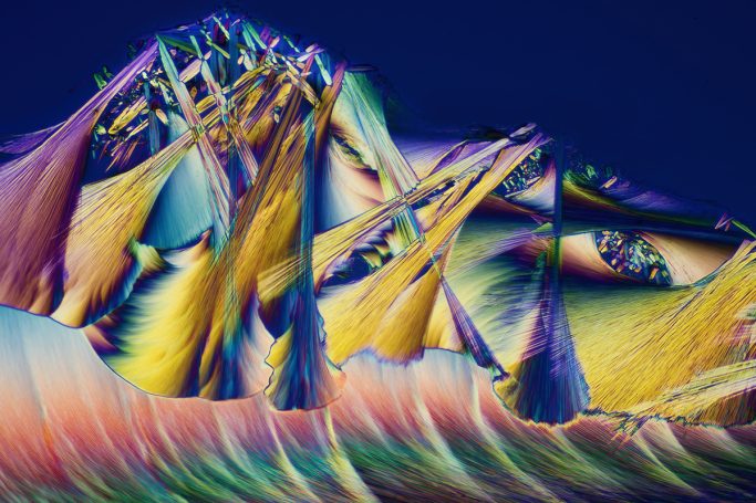 Mikrofoto von GABA, Mikrokristalle im polarisierten Licht, 1, Bildbreite = 1,7 mm